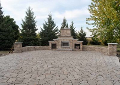 Fire-pit and Grill Brick Hardscaping by Greenside Inc in Savage, MN.